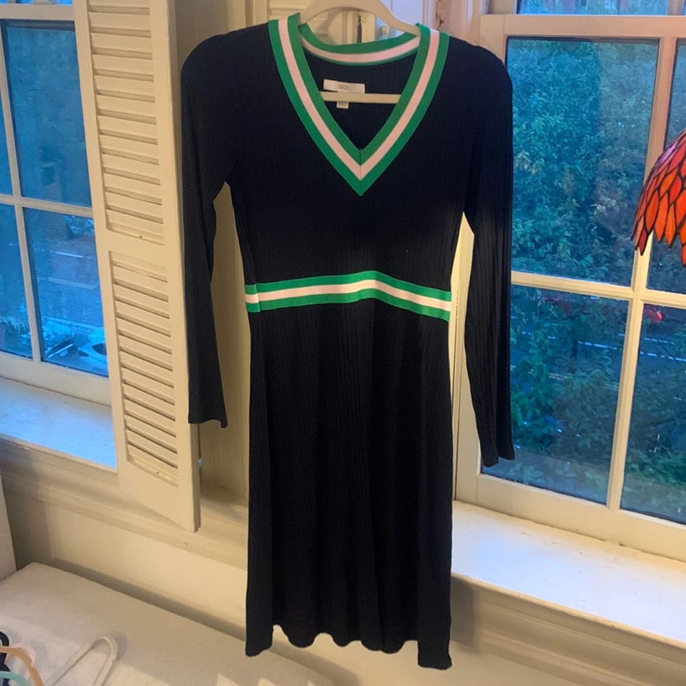 Navy and green light sweater dress
